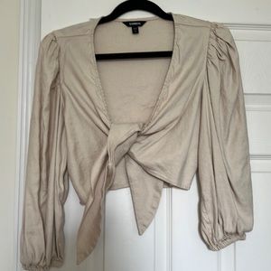 Express Tie front puff sleeve crop top